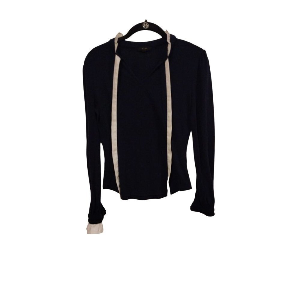 Mine. Navy Blue white‎ collar tie long sleeve
